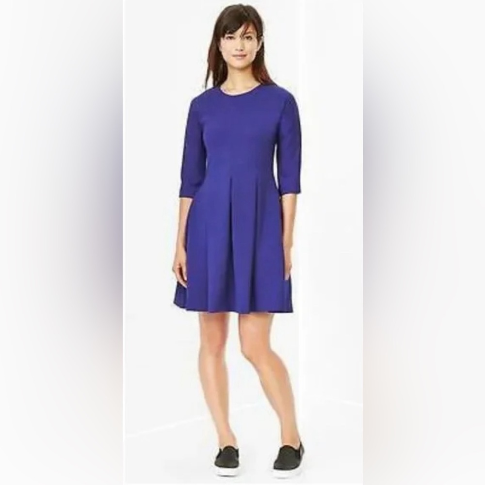 Gap Ponte Knit Blue Dress With Pockets 3/4 Sleeves